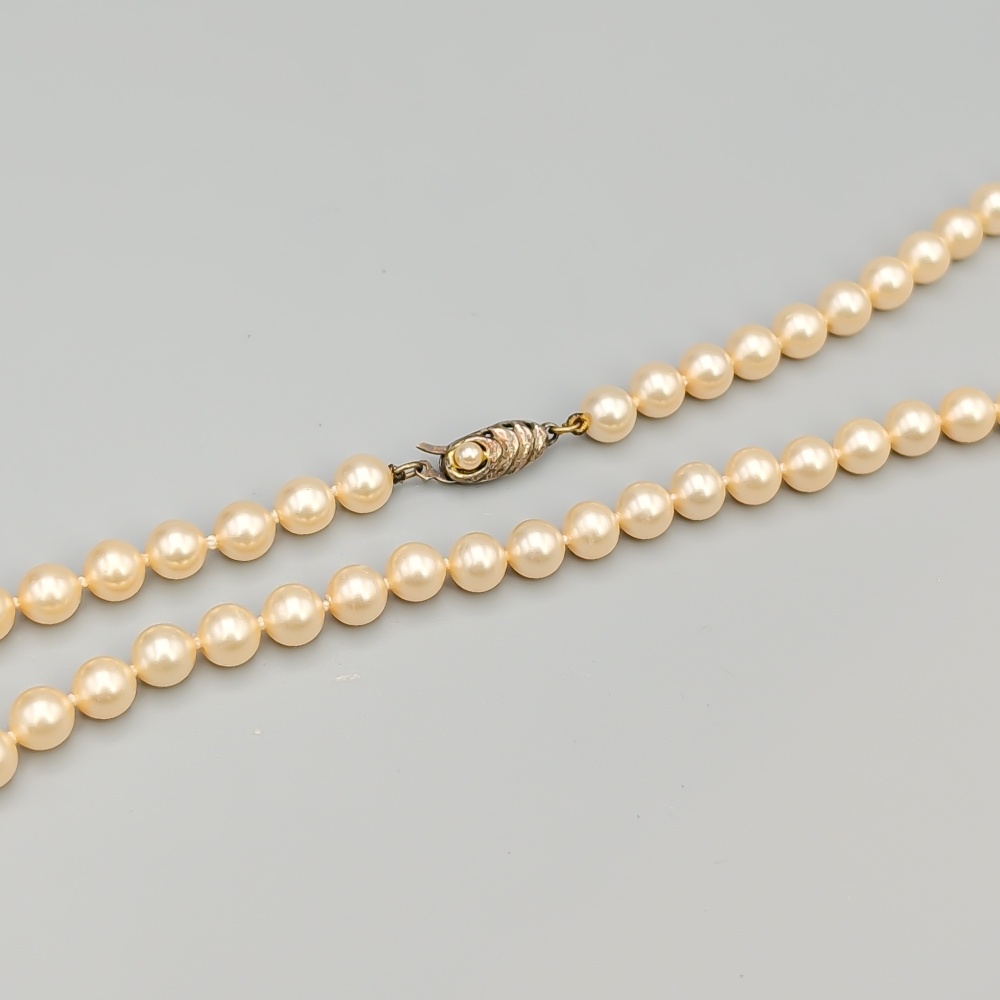 46cm Pärlcollier med Silverlås och Fauxpärlor S830 26.94g