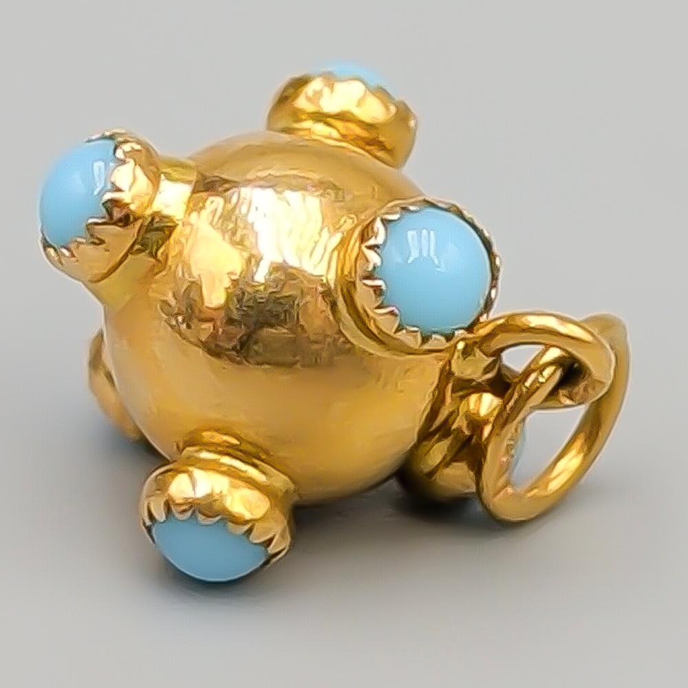 Hänge i Guld med Turkosa Stenar 18K 1.41g 13mm
