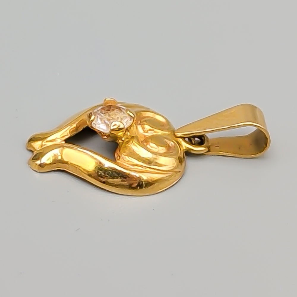 Hänge i Guld med Vit Sten 18K 0.89g 16mm - Bild 2