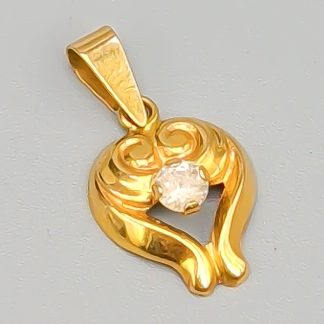 Hänge i Guld med Vit Sten 18K 0.89g 16mm