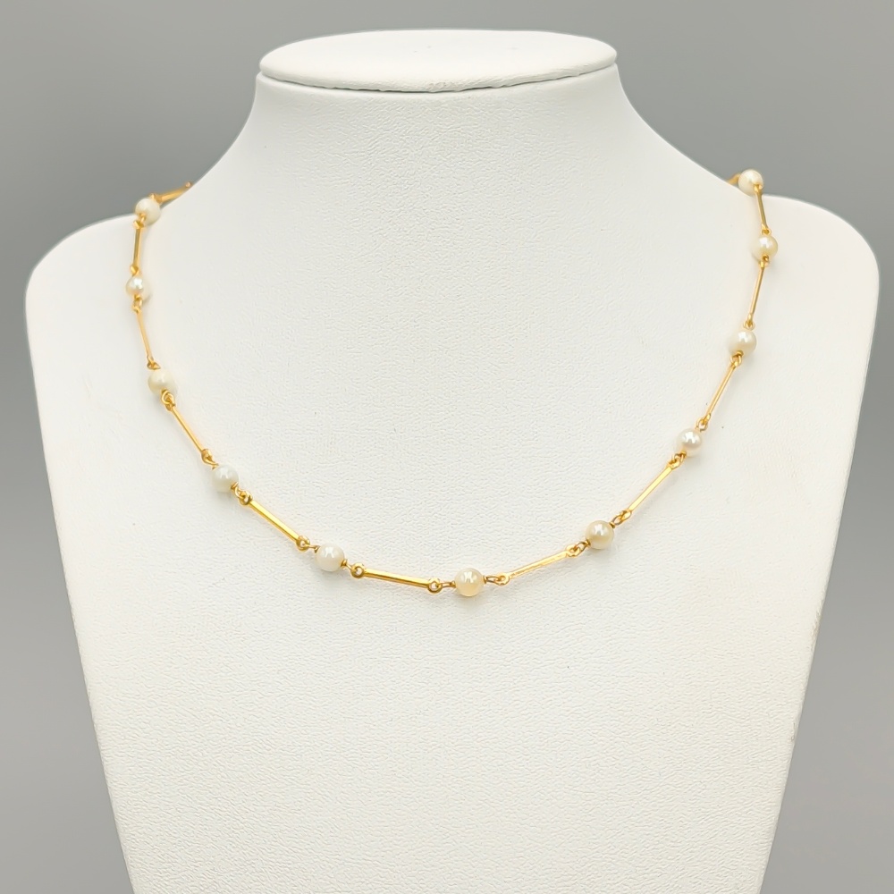41cm Halsband i Guld med Odlade Pärlor 18K 9.02g