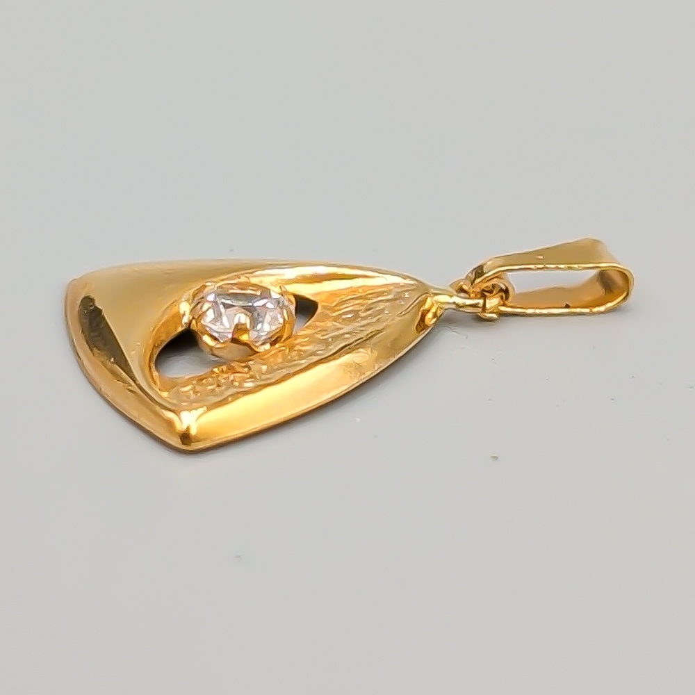 Hänge i Guld med Vit Sten 18K 0.7g 18mm - Bild 2