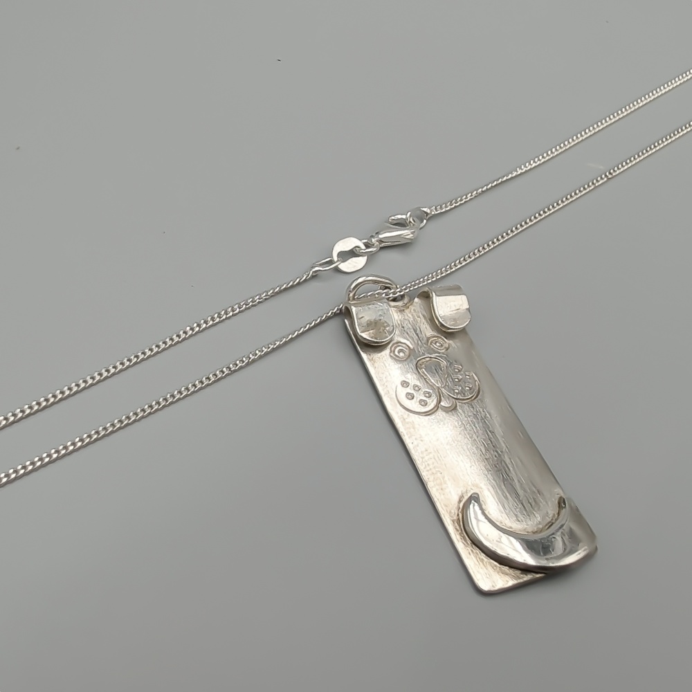 45cm Pansarlänk i Silver med Hänge Hund S925 7.22g
