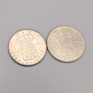 2 st 1 kr Sverige 1968 S400 13.94g 25mm