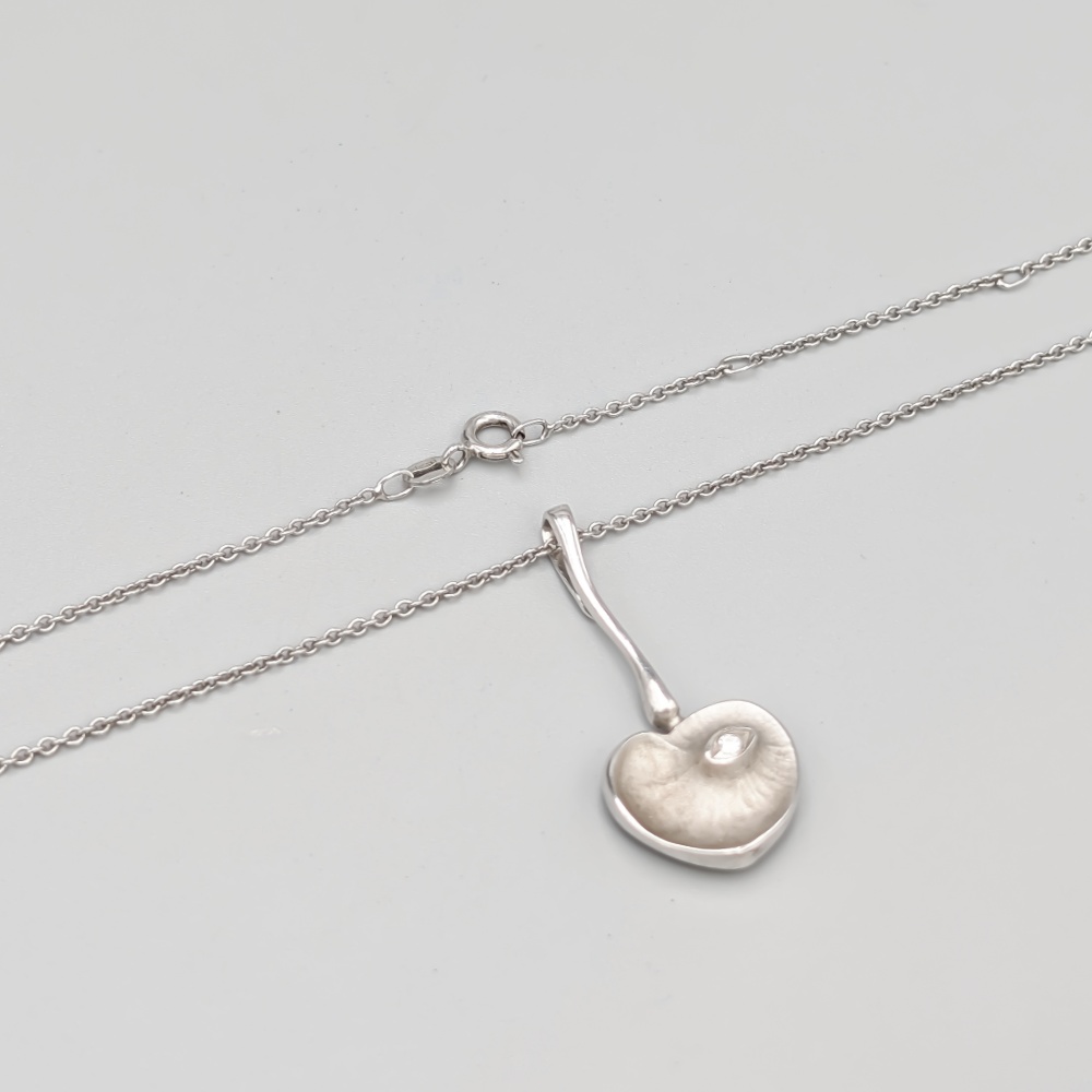 47.5cm Ankarlänk i Silver med Hänge med Vit Sten S925 7.05g
