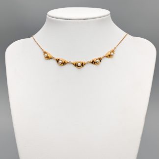 45cm Pansarlänk i Guld med Integrerat Hänge med Odlade Pärlor 18K 3.82g