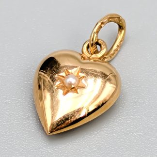 Hänge i Guld Hjärta med Pärla 18K 0.65g 12mm