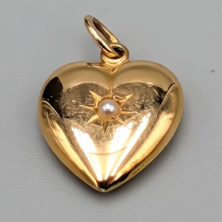 Hänge Guld Hjärta med Pärla 18K 1.03g 15mm