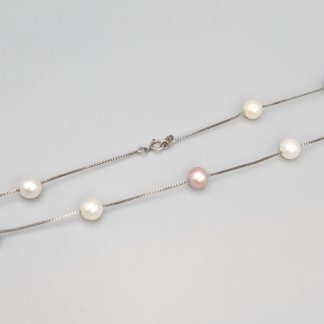 45.5cm Halsband i Silver med Odlade Pärlor S925 7.74g