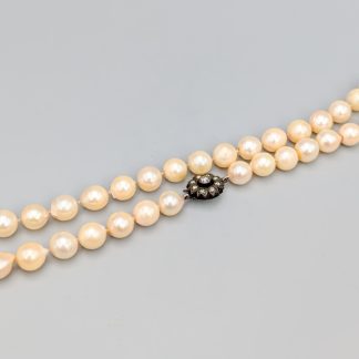 42cm Pärlcollier med Lås i Silver med Vita Stenar S830 35.36g