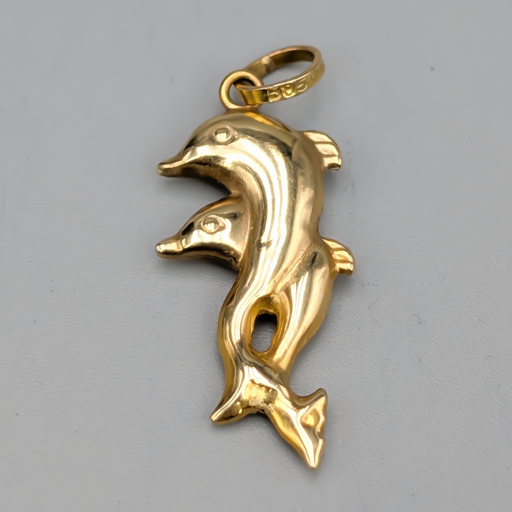 Hänge i Guld Delfiner 14K 1.14g 28mm