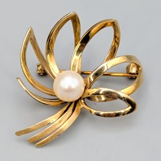 Brosch i Guld med Pärla 14K 4.89g 30mm