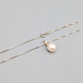 40.5cm Venezialänk i Silver med Hänge med Odlad Pärla S925 2.95g