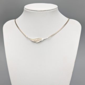 42cm Pressad Pansarlänk i Silver med Integrerat Hänge med Vita Stenar S925 7.09g