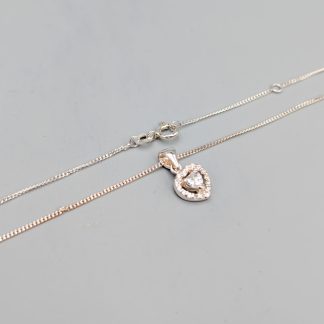 45cm Pansarlänk i Silver med Hänge med Vita Stenar S925 2.63g