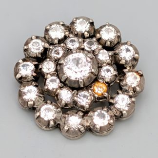 Brosch i Guld och Silver med Vita Stenar 18K 8.15g 28mm