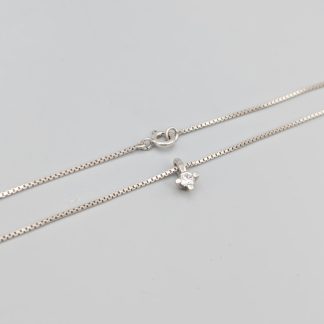 42cm Venezialänk i Silver med Hänge med Vit Sten S925 3.41g
