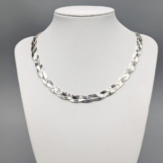 43cm Flätat Halsband i Silver S925 18.13g