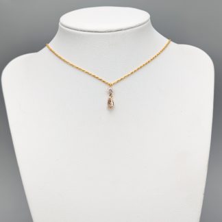 59cm Halsband i Guld med Hänge med Vita Stenar 18K 2.25g