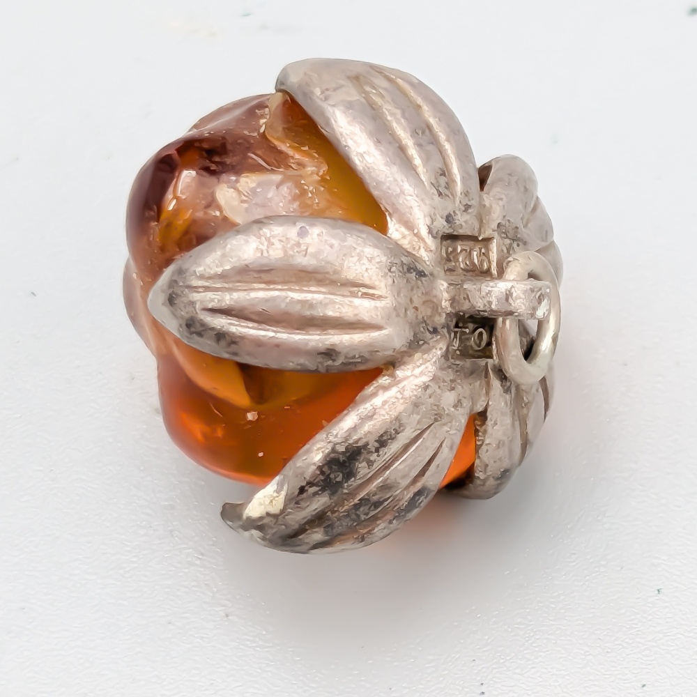 Hänge i Silver med Orange Sten S925 8.3g 18mm - Bild 2