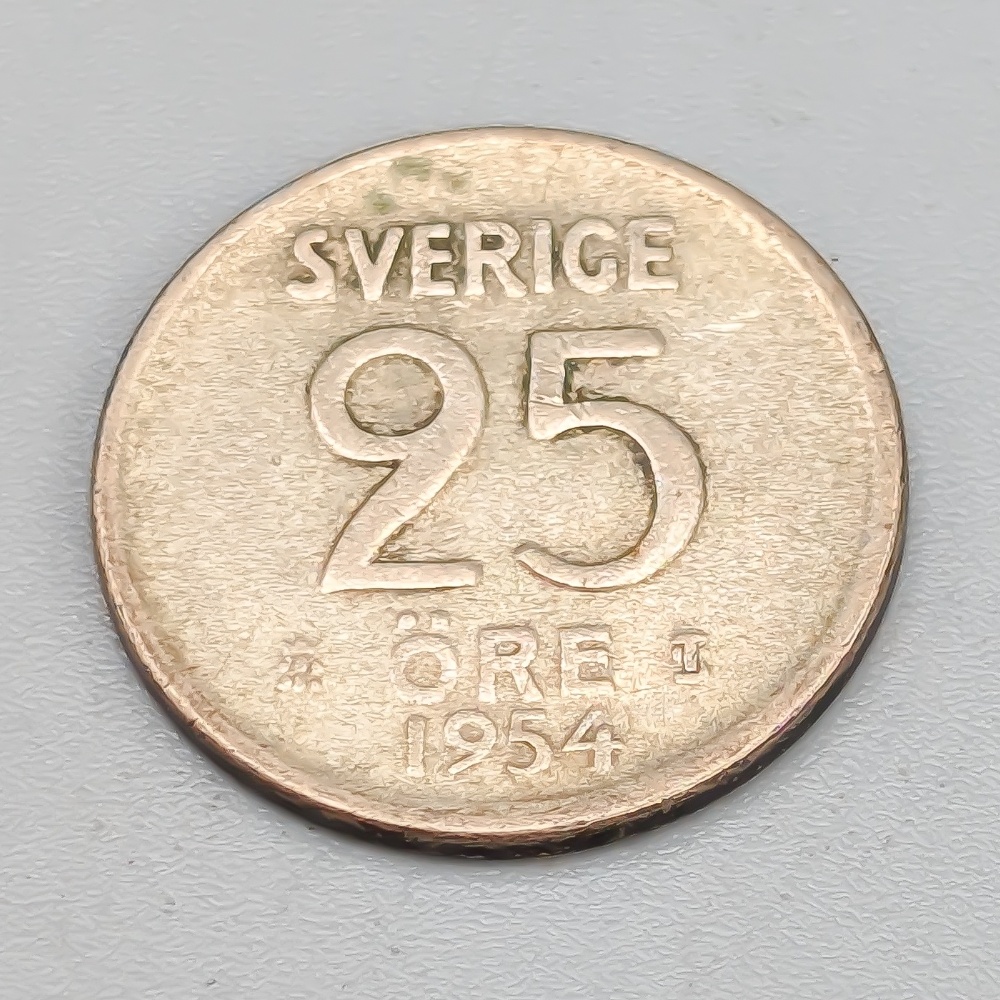 25 öre Sverige 1954 S400 2.29g 17mm