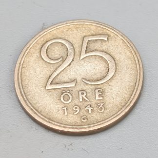 25 öre Sverige 1943 S400 2.25g 17mm